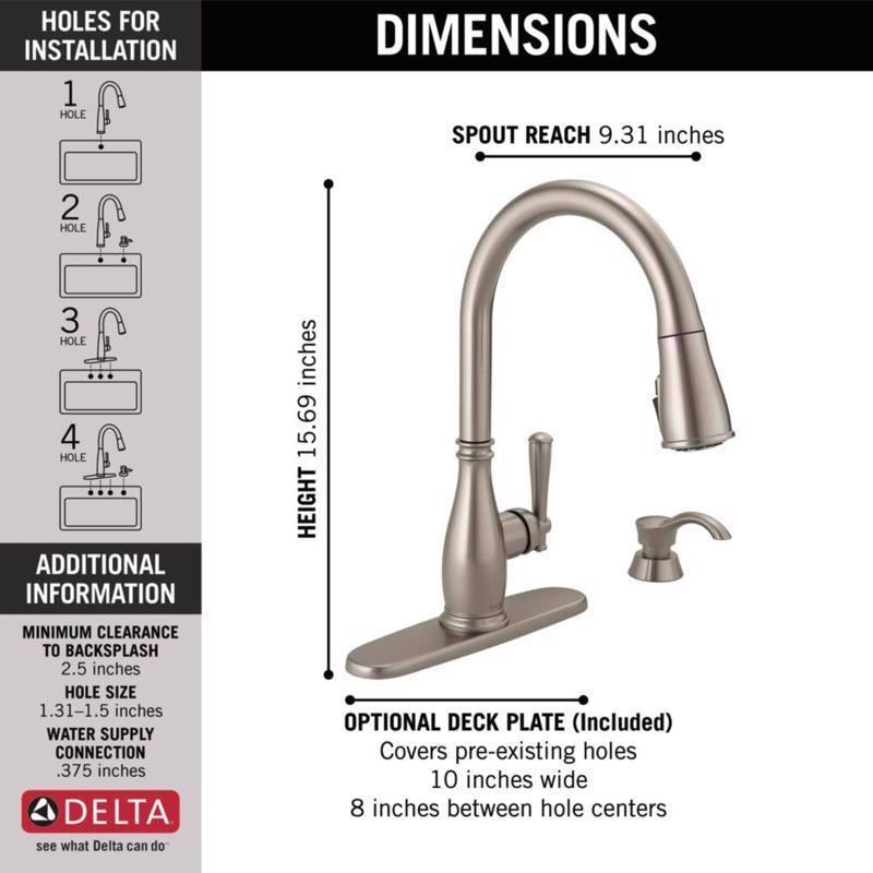 Delta Charmaine One Handle Stainless Steel Pull-Down Kitchen Faucet