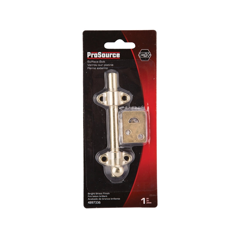ProSource 23260BBB-PS Surface Bolt, 0.7 in Bolt Head, 4 in L Bolt, Brass