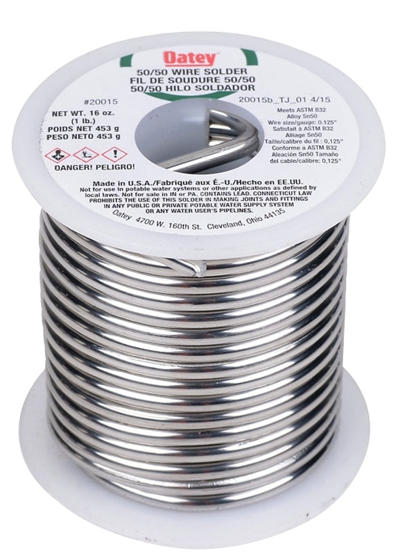 Oatey 20015 Leaded Solder, Silver, 1 lb, Solid