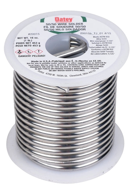 Oatey 20015 Leaded Solder, Silver, 1 lb, Solid
