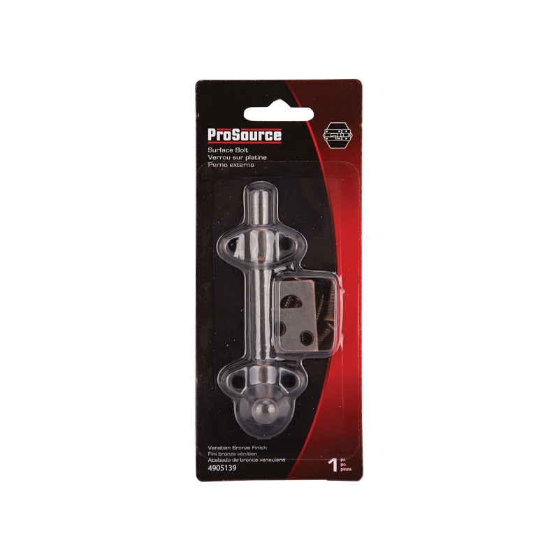 ProSource 23260VB-PS Surface Bolt, 0.7 in Bolt Head, 4 in L Bolt, Venetian Bronze
