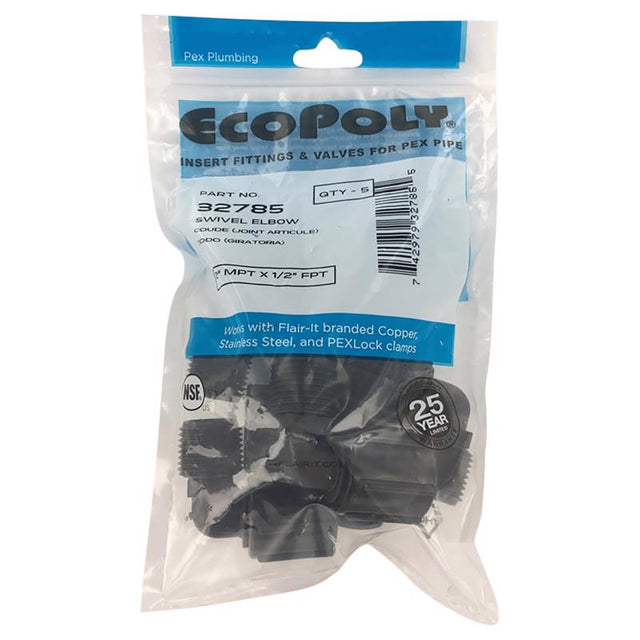 Flair-It Ecopoly 1/2 in. MPT X 1/2 in. D FPT Plastic Swivel Elbow