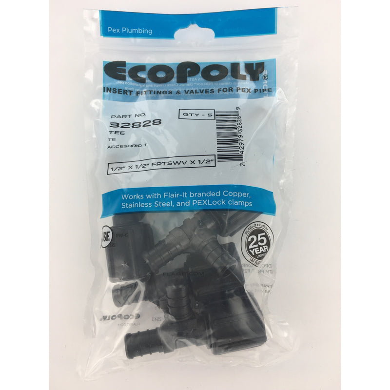 Flair-It Ecopoly 1/2 in. PEX Barb X 1/2 in. D FPT Plastic Tee