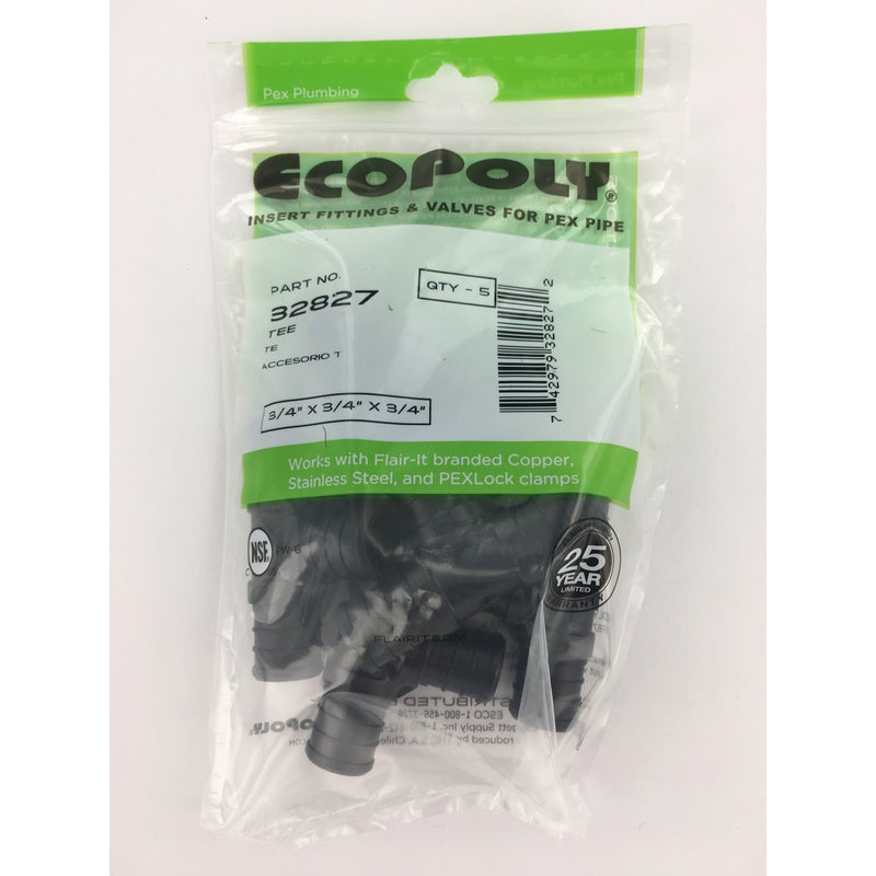 Flair-It Ecopoly 3/4 in. PEX Barb X 3/4 in. D PEX Barb Plastic Tee
