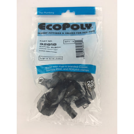 Flair-It Ecopoly 1/2 in. PEX Barb X 3/4 in. D FGH Plastic Swivel Elbow