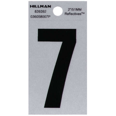 HILLMAN 2 in. Reflective Black Vinyl Self-Adhesive Number 7 1 pc, Pack of 6