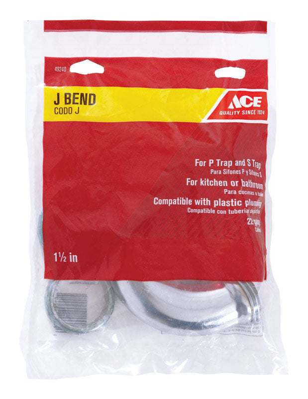 Ace 1-1/2 in. D Chrome Plated Brass J Bend