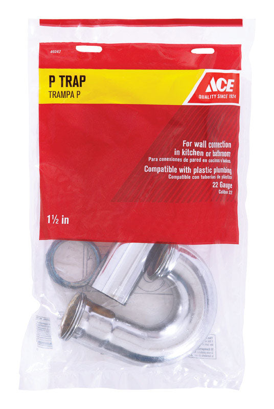 Ace 1-1/2 in. D Chrome Plated Brass P Trap