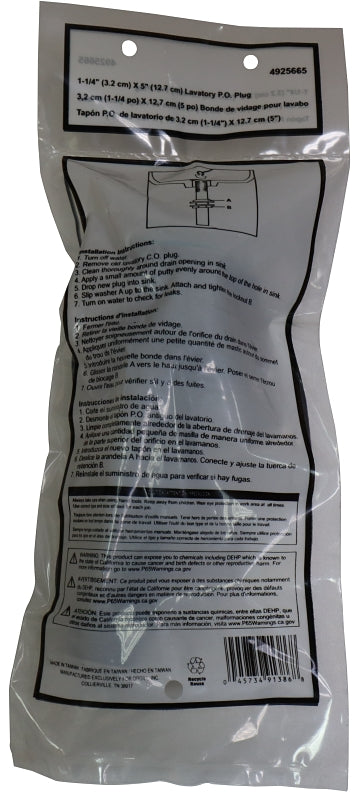 ProSource TW0915 Lavatory Plug, Pull-Out