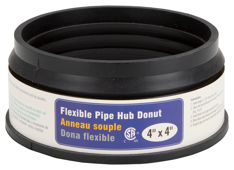 ProSource 44U-405 Hub Donut, 4 x 4 in, PVC, Black