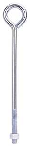 ProSource LR291 Eye Bolt, 12.4 mm Thread, Machine Thread, 3 in L Thread, 2-1/8 in Dia Eye, 461 lb Working Load, Steel, Pack of 10