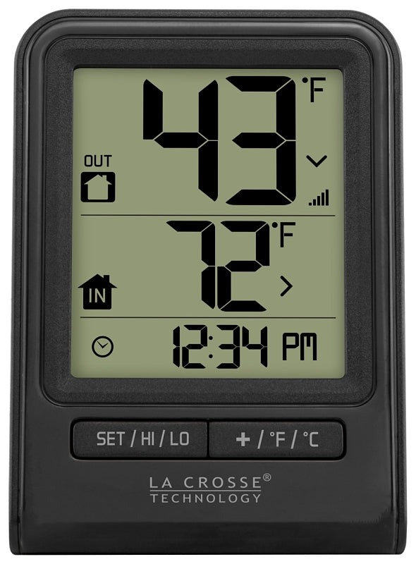La Crosse 308-1409BT-CBP Wireless Thermometer, 2.63 in L x 1.35 in W x 3.67 in H Display, 32 to 122 deg F