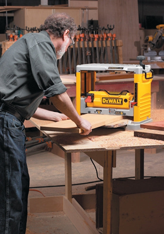 DEWALT DW734 Thickness Planer with Three Knife Cutter-Head, 15 A, 1 hp, 12-1/2 in W Planning, 1/8 in D Planning