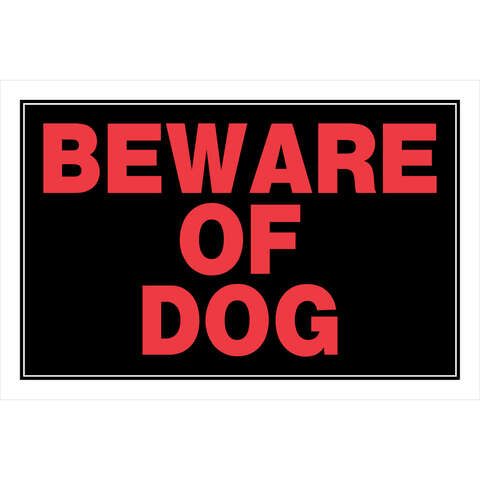 HILLMAN English Black Beware Sign 8 in. H X 12 in. W, Pack of 6