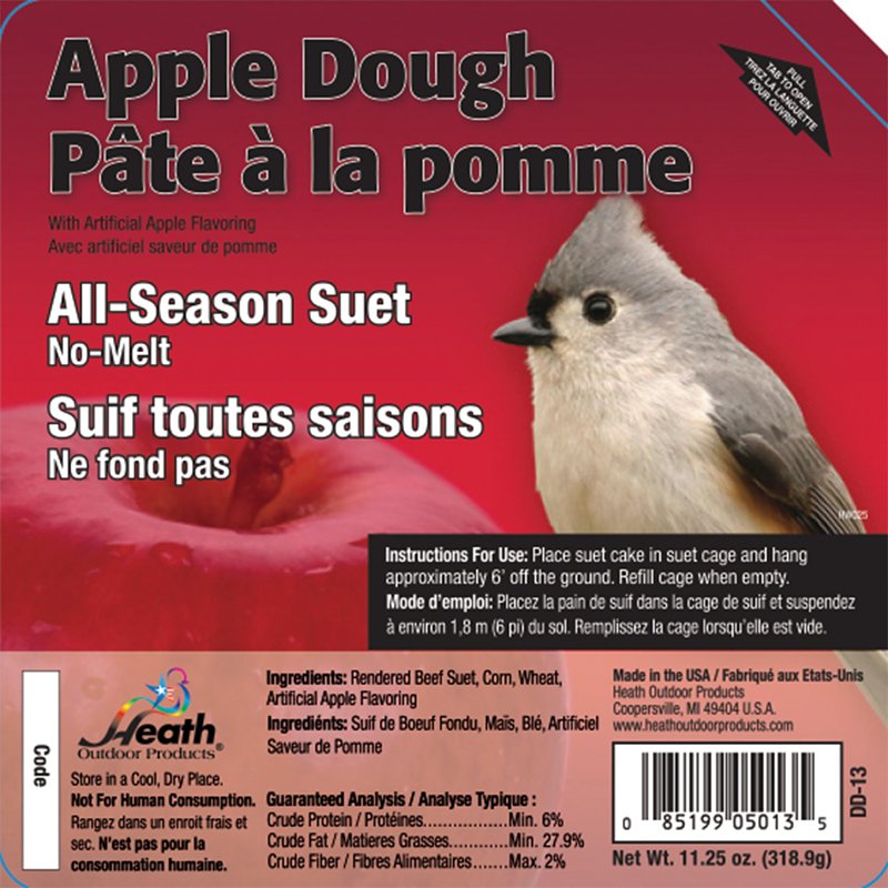 Heath DD-13 Suet Cake, All-Season, Apple Dough, 11.25 oz, Pack of 12