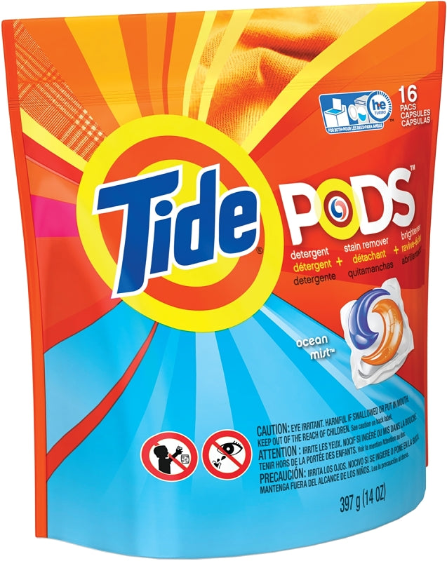 Tide 93119 Laundry Detergent, 16 CT, Powder, Ocean Mist, Pack of 6