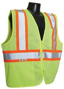 Radians SV22-2ZGM-XL Economical Safety Vest, XL, Unisex, Fits to Chest Size: 20 in, Polyester, Green, Zipper