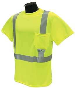 Radians ST11-2PGS-2X Safety T-Shirt, 2XL, Polyester, Green, Short Sleeve