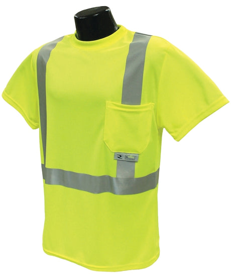 Radians ST11-2PGS-XL Safety T-Shirt, XL, Polyester, Green, Short Sleeve