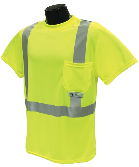 Radians ST11-2PGS-M Safety T-Shirt, M, Polyester, Green, Short Sleeve, Pullover Closure