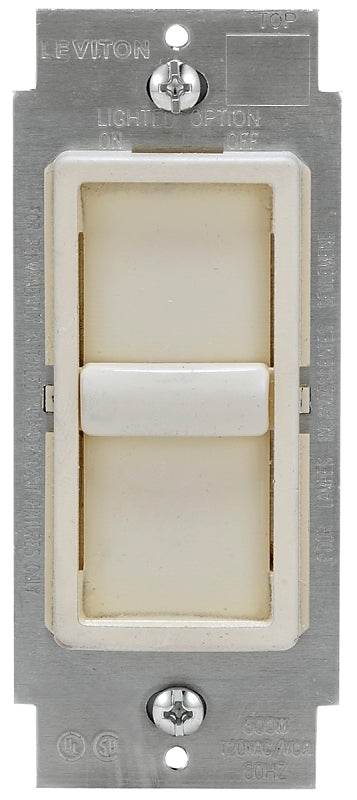 Leviton C28-06672-1LT Slide Dimmer, 120 A, 150 W, CFL, Halogen, Incandescent, LED Lamp, Light Almond