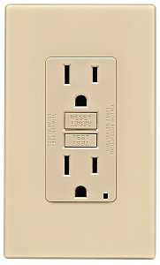 Leviton C31-GFNT1-0PI GFCI Duplex Receptacle, 2 -Pole, 15 A, 125 V, Back, Side Wiring, NEMA: 5-15R, Ivory