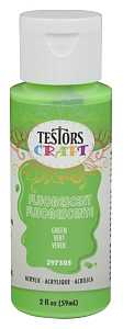 Testors 297505 Acrylic Craft Paint, Fluorescent Green, 2 oz, Bottle