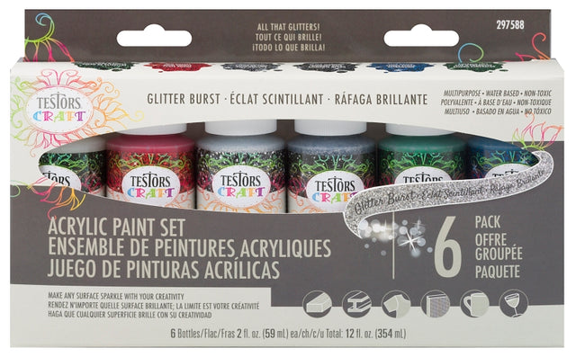 Testors 297588 Craft Paint Set, Assorted, 2 oz Bottle, Includes: Star Dust, Emerald City Color Paint, 6/PK