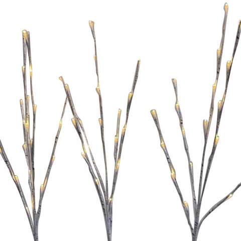 Celebrations LED Warm White Lighted Birch Twigs 32 in. Yard Decor, Pack of 12