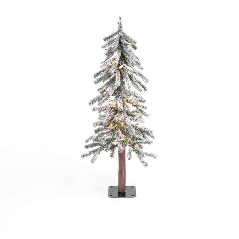 Gerson 3 ft. Slim Incandescent 50 ct Flocked Alpine Christmas Tree, Pack of 2