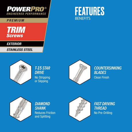 HILLMAN Power Pro No. 8 X 2-1/2 in. L Star Coarse Trim Screws 117 pk
