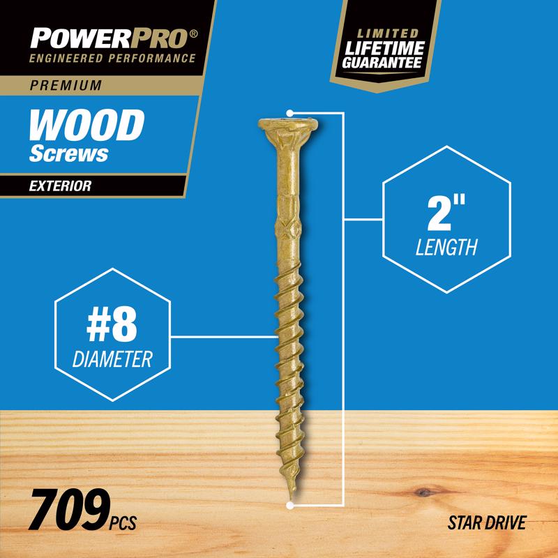 HILLMAN Power Pro No. 8 in. X 2 in. L Bronze Star Flat Head Premium Deck Screws 5 lb 709 pk