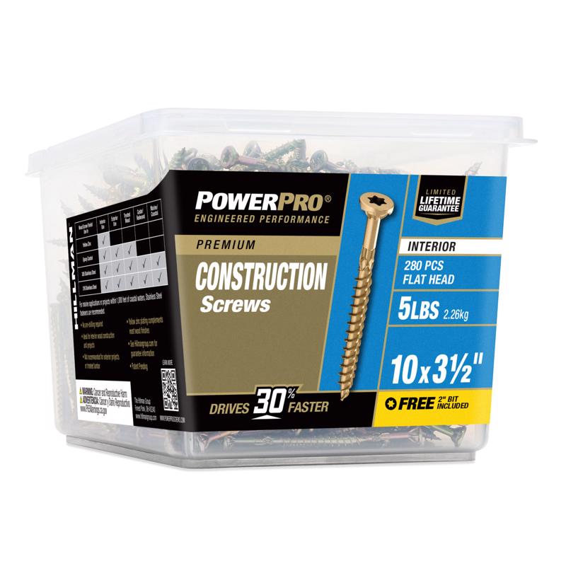 HILLMAN Power Pro No. 10 X 3-1/2 in. L Star Bronze Ceramic Coarse Wood Screws 280 pk