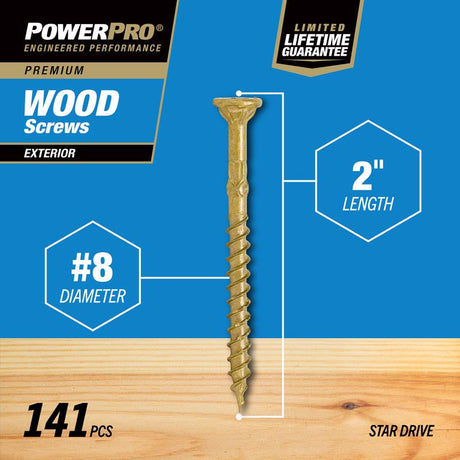 HILLMAN Power Pro No. 8 in. X 2 in. L Bronze Star Flat Head Premium Deck Screws 1 lb 141 pk