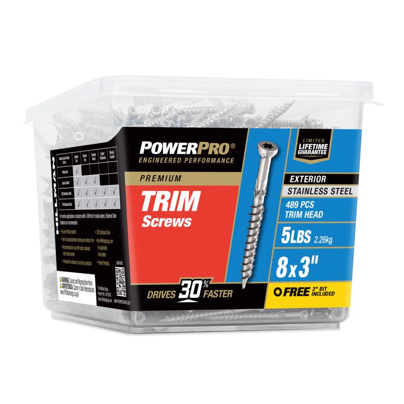 HILLMAN Power Pro No. 8 X 3 in. L Star Ceramic Coarse Trim Screws 489 pk