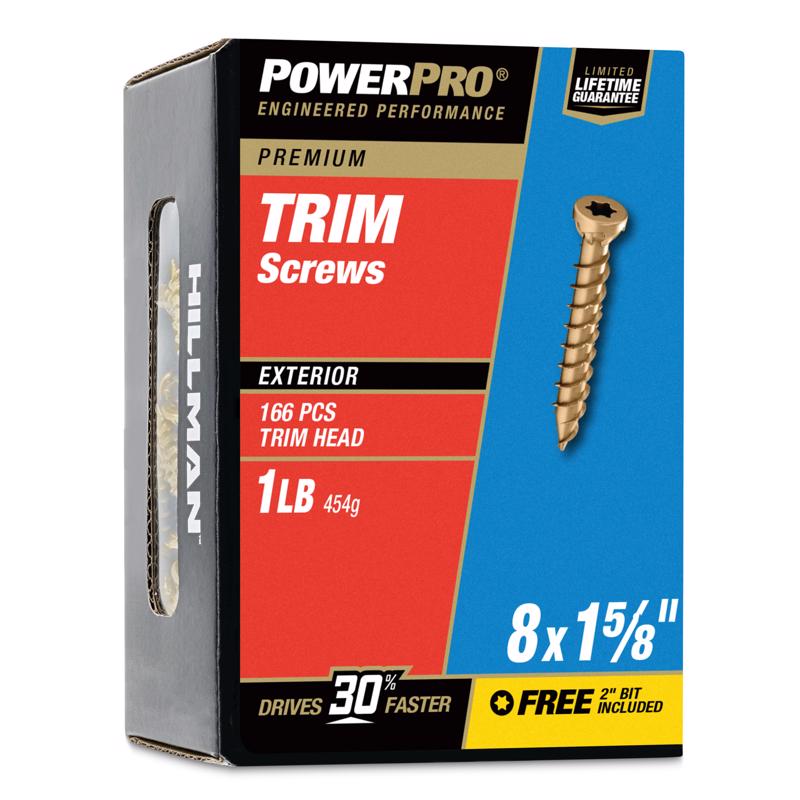 HILLMAN Power Pro No. 8 X 1-5/8 in. L Star Bronze Ceramic Coarse Trim Screws 166 pk