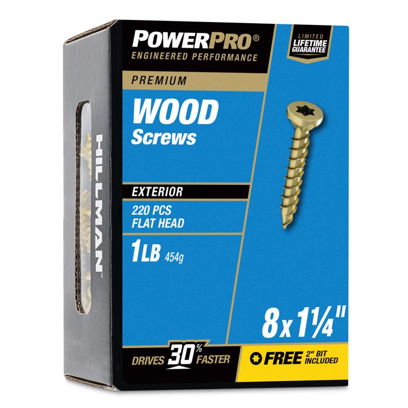 HILLMAN Power Pro No. 8 X 1-1/4 in. L Star Bronze Ceramic Coarse Wood Screws 220 pk