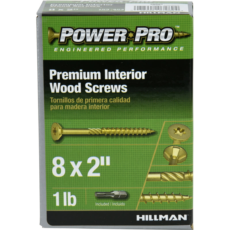 HILLMAN Power Pro No. 8 X 2 in. L Star Yellow Zinc Coarse Wood Screws 141 pk