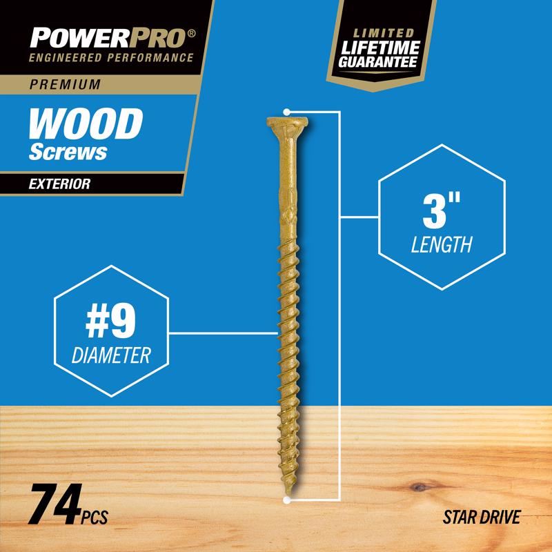 HILLMAN Power Pro No. 9 in. X 3 in. L Bronze Star Flat Head Premium Deck Screws 1 lb 74 pk