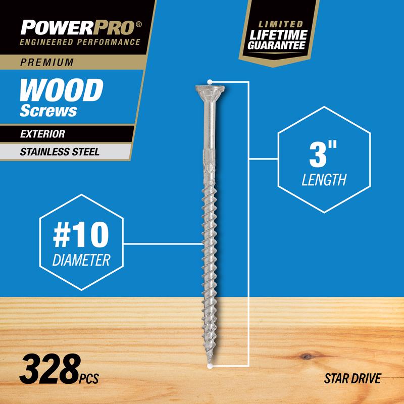 HILLMAN Power Pro No. 10 in. X 3 in. L Stainless Steel Star Flat Head Premium Deck Screws 5 lb 328 p