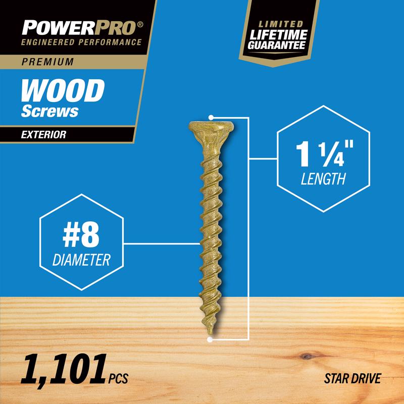 HILLMAN Power Pro No. 8 in. X 1-1/4 in. L Bronze Star Flat Head Premium Deck Screws 5 lb 1101 pk