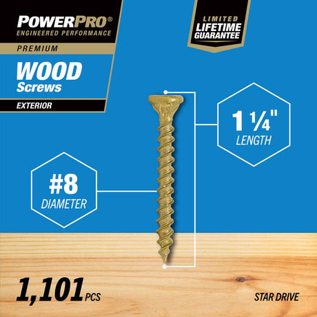 HILLMAN Power Pro No. 8 in. X 1-1/4 in. L Bronze Star Flat Head Premium Deck Screws 5 lb 1101 pk