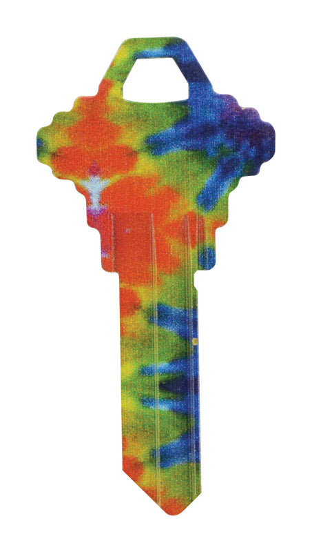 HILLMAN Wackeys Tie Dyed House/Office Key Blank 68 SC1 Single For Schlage, Pack of 6