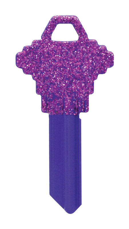 HILLMAN DIVA Purple Glitter House/Office Universal Key Blank SC1 Single, Pack of 6