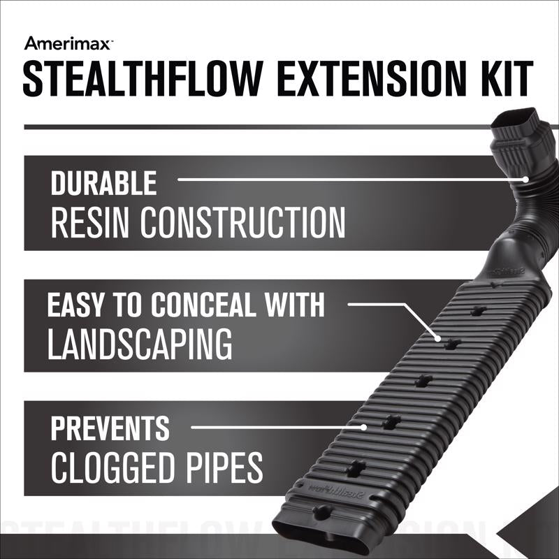 Amerimax StealthFlow 4.75 in. H X 7.25 in. W X 43 in. L Black Vinyl K Downspout Extension
