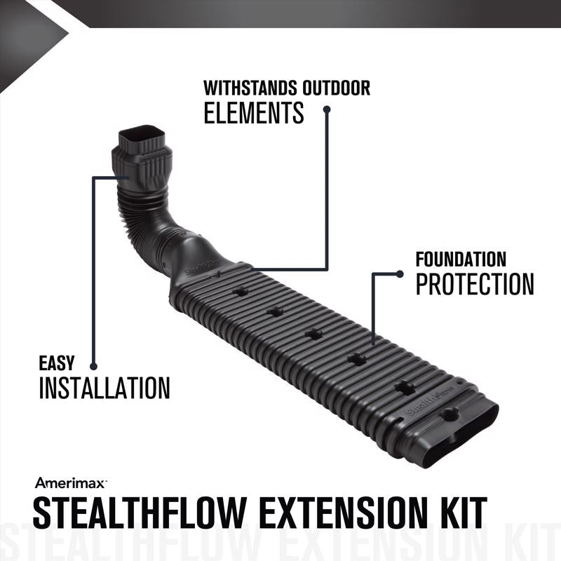 Amerimax StealthFlow 4.75 in. H X 7.25 in. W X 43 in. L Black Vinyl K Downspout Extension