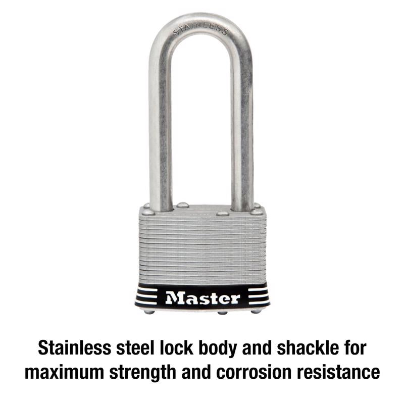 Master Lock 4-3/8 in. H X 2 in. W Laminated Steel 4-Pin Tumbler Weather-Resistant Padlock