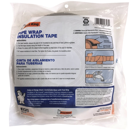 Frost King 2 in. W X 30 ft. L X 1/8 in. 2.0 Reflective Fiberglass Pipe Insulation Wrap Roll 5 sq ft, Pack of 12