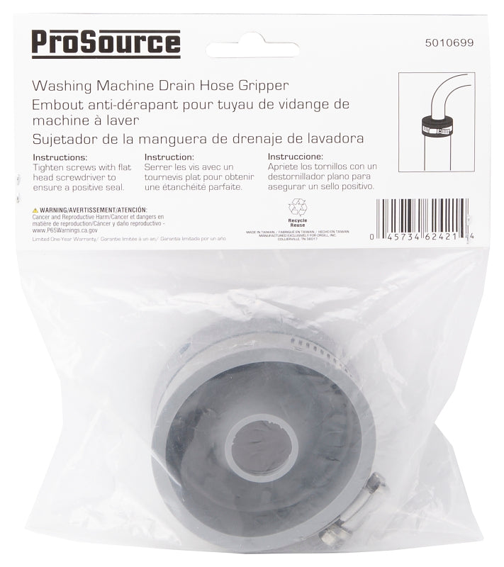 ProSource HG-1 Washer Hose Connector, Washing Machine, PVC/Stainless Steel, Gray, Gray
