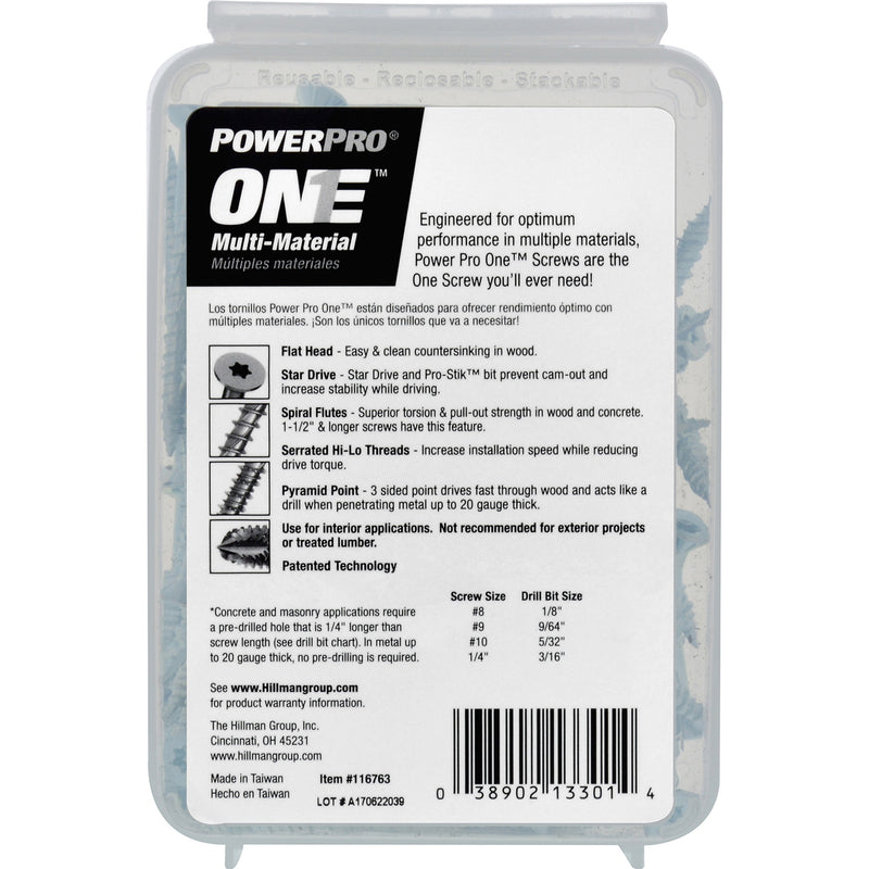 HILLMAN Power Pro No. 8 Ga. X 2 in. L Star Flat Head Coarse Multi-Material Screws